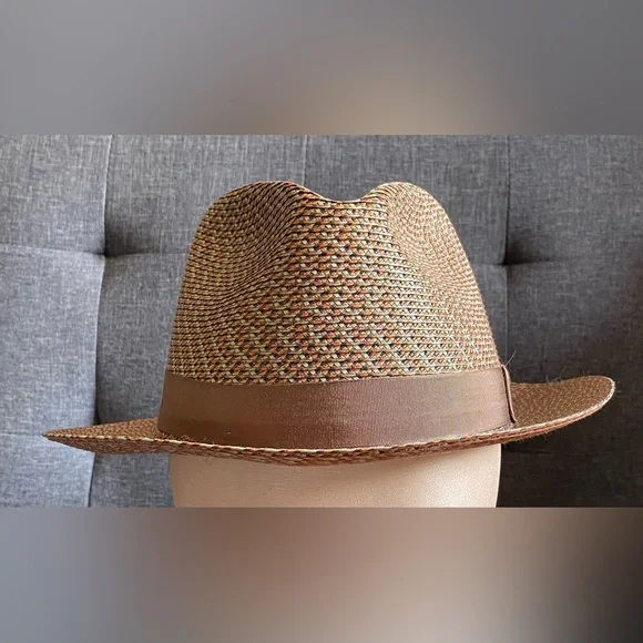 NWOT Stetson EMIN STRAW FEDORA Multicolor Woven Hat - Picture 8 of 11